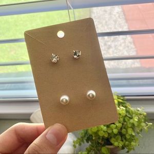 New! Pearl Stud & Rhinestone Stud Earrings